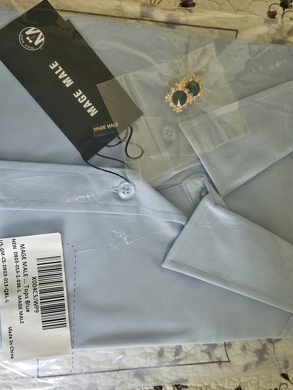 MAGE MALE Light Blue Dress Shirt with Decorative Cufflinks